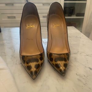 Christian Louboutin So Kate Leopard Patent Leather Pumps Size 36